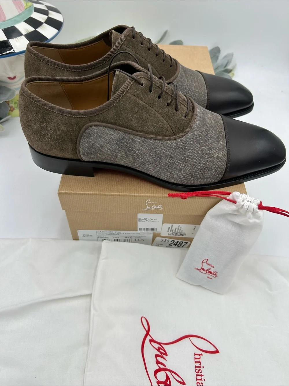 Men's Christian Louboutin Gregory velvet Twill and Leather Oxford's size 43.5